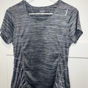 Reebok Women's Black and Gray Striped Tee